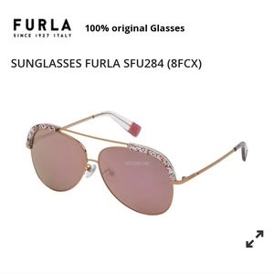 Furla pink crystal mirror aviator sunglasses